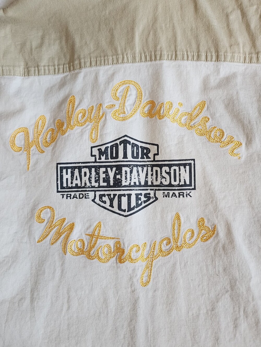 Harley Davidson Shirt Womens Size2XL White Beige Full Zip V-Neck 03 Garage Biker - Picture 13 of 16